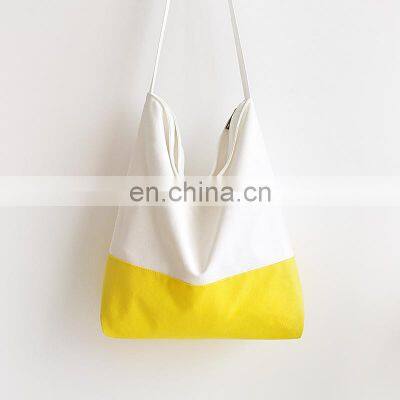 Wholesale OEM High Quality Natural Women Zipper Contrast Color Canvas Shopping Bag Custom Blank Canvas Tote Bag photo-5