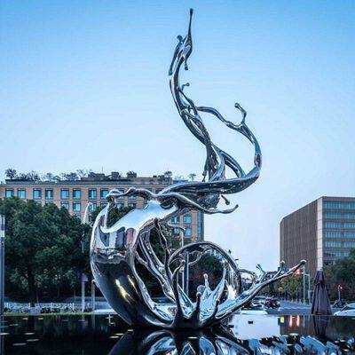 Customized Wave Sculpture Outdoor Square Theme Decoration Stainless Steel Sculpture