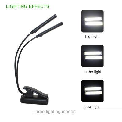 3 Brightness Double Arm Rechargeable AAA Battery Charing Gooseneck Table Lamp Easy Clip-on Reading Perfect for Bookworms & Kids photo-2