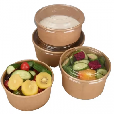 Chinese factory  supply logo disposable kraft paper bowl large capacity paper bowl Recyclable