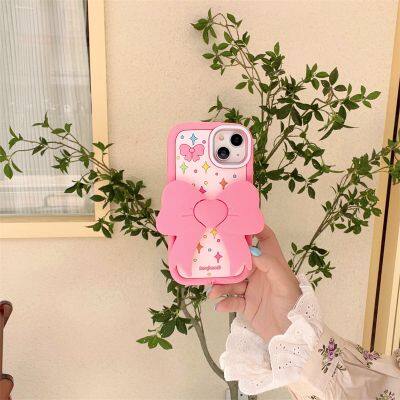 Cartoon Style Butterfly Knot For Phone Mobile Cover Cases in Soft Girly Mobile Case Covers With Holder 11 12 Pro 14 15 Pro Max photo-4