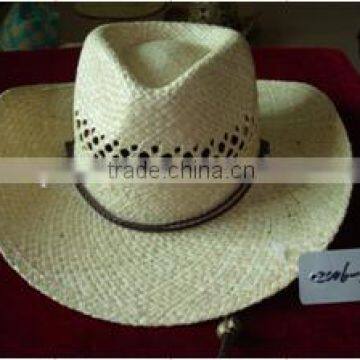 natural cowboy straw hats with hollowed-out figure