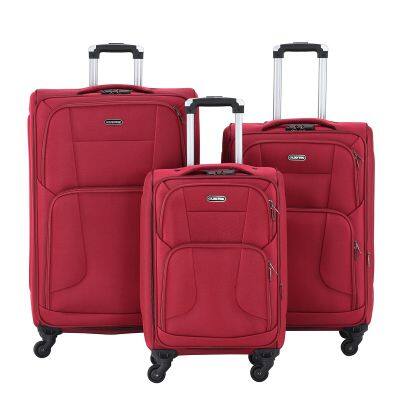 red polyester fabric trolley luggage  polyester suitcase bags  spinner wheel suitcase china pengteng factory