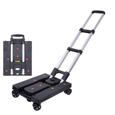 Moving Equipment Fold Flat Aluminum Alloy Pull Rod Trolley Swivel Wheel Cart Folding Handcart
