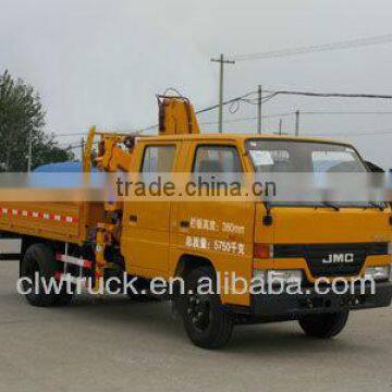 Good Quality JMC 4X2 Truck Crane, double row cab crane truck