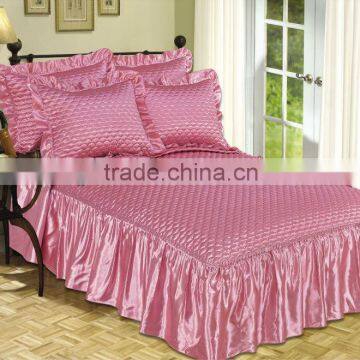 luxury 3pcs pink satin bedspread set