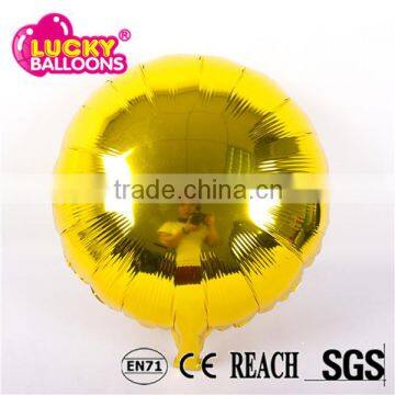 China balloon factory EN71 quality 18'' round gold solid foil balloon