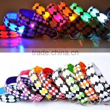 Hot Selling Glow In The Dark Dog Collars Safety LED Light-up Flashing Light Pet Belt Pet Necklace With Key Chain
