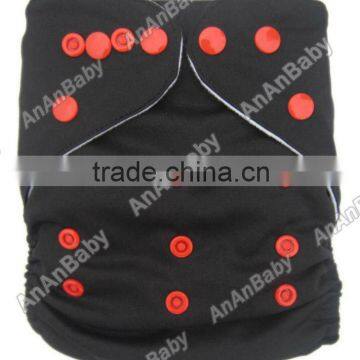 Solid Color Prints Black AnAnBaby Cloth Diapers With Bouble Color Snaps Nappies