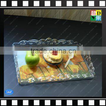 Clear Acrylic square serving cup trays with carved hollow pattern handles