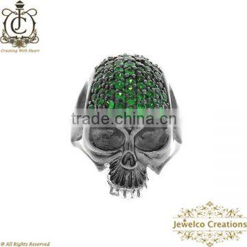 925 Sterling silver Skull Rings Jewelry, Gemstone Green Sapphire Skull Ring Jewelry, Natural GemStone Jewelry Wholesaler