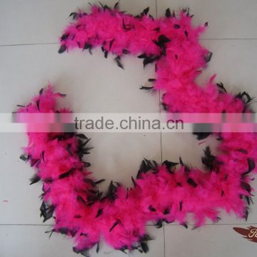 Wholesale Feather Boas 40G Pink With Black Tips Chandelle Feather Boa Dress Up