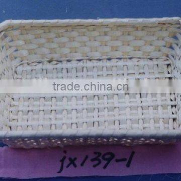 shallow storage basket with paper without handle
