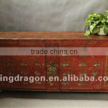 Chinese antique furniture pine wood shanxi two door hand painted cabinet