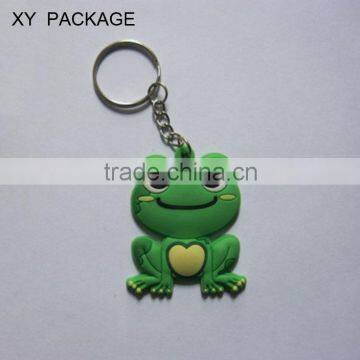 Promotional 2D Green Frog Shaped Soft PVC Rubber Keychain / Soft PVC Key Ring