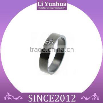 Affordable Wedding Rings Cheap Wholesale Stainless Steel Diamond Ring with cross shaped stone setting