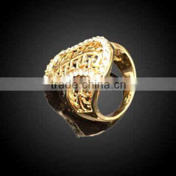 Promotion unique plated gold jewelry zinc alloy ring with crystal