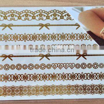 K Flash Tattoos Newest Temporary gold silver tattoos 12 designs 9*15 CM