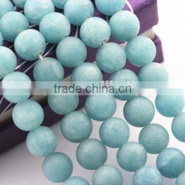 2.0mm Large Hole Hot Selling Round Matte Blue Sponge Quartz Gemstone Loose Beads Approximate 15.5 Inch