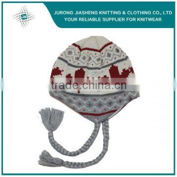 100% Acrylic Jacquard Winter Earflap Cap