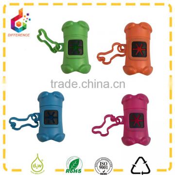 Wholesale colorful bone shape poop bag dispenser with button