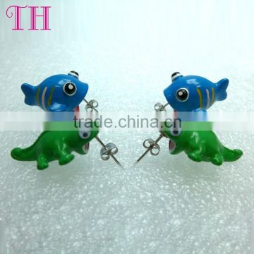 factory wholesale low price fish and turtle shape resin drop earring trendy tribal old model earrings for child