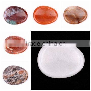 Worry stone gemstone white jade thumb stone jewelry