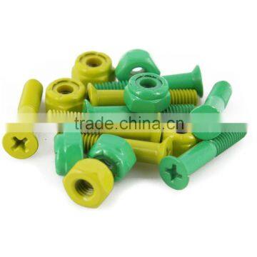 Color Painted Skateboard Bolt With Nylon Lock Nut