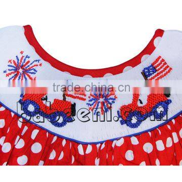 Adorable Car Hand Smocked Bishop Dress for Independence photo-3