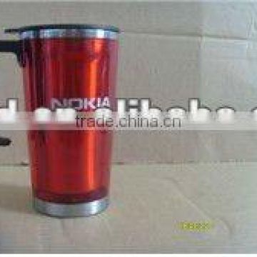 promotion stainless steel coffee mug with lid and handle