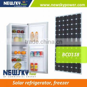 198L DC compressor solar 72W Power Consumption refrigerator freezer