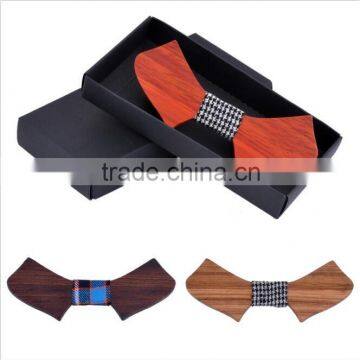 Collor Fabric Wooden Bow Tie,Wood Tie For Men's Suit