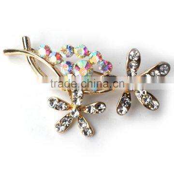 Flower Shape Color Rhinestone Brooch Pins,Magnetic Rhinestone Brooches For Scarf Decoration