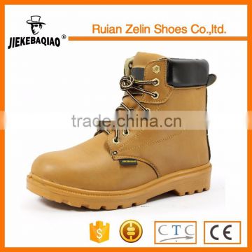 Europe style lace up yellow color nubuck leather high ankle work boots