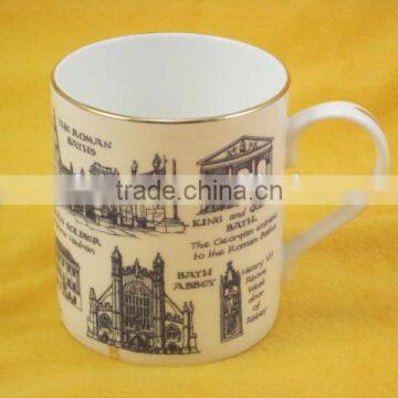 YF18662 bone china mug with golden