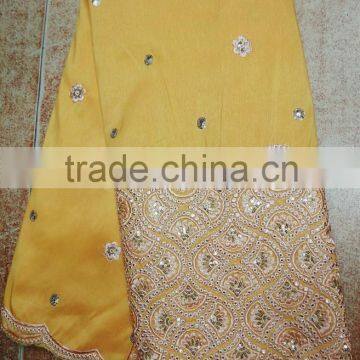 Charming yellow dress making lace African style george lace for ceremony
