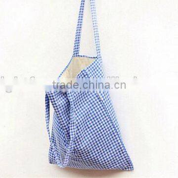 Blue Plaid Tote bag, Cotton linen, Shoulder bag, Printed Plaid Market Bag Grocery Bag