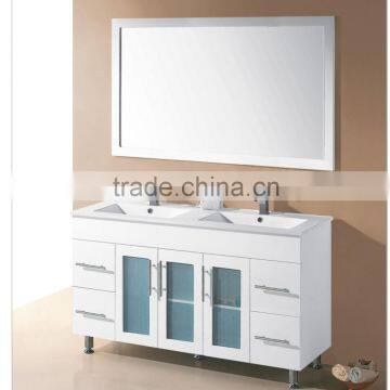 Modern 48 inch free standing commercial double sink bathroom vanity