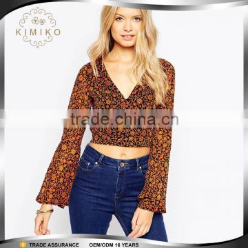 China Supply New Fashion Print Lady Blouse Long Sleeve Design