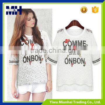 High quality cheap women shirt designing lace