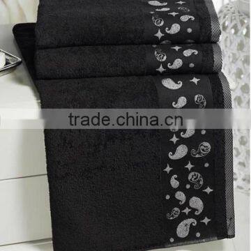 100%cotton jacquard black bath towel border