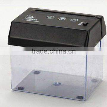desktop mini USB 4 battery strip cut paper shredder for 2 pcs A5 paper and document smart home and office