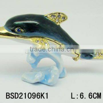 Customized Pewter enamel Dolphin jewelry box