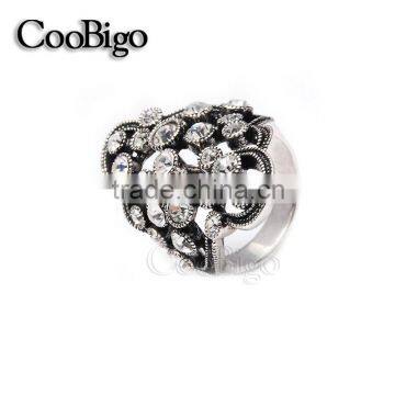 Fashion Jewelry Zinc Alloy Shinning Rhinestone Ring Vintage Style Women Party Show Gift Dresses Apparel Promotion Accessories