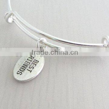 Factory OEM silver best friend charm bangle adjustable wire