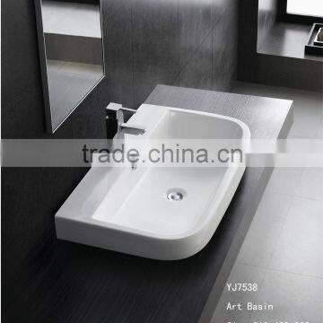 YJ7538 Ceramic Rectangular Counter top Cabinet Basin Bathroom Hand Washbasin