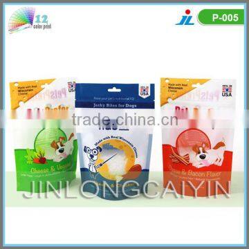 standing up pet food packaging bags with zipper and euro hole