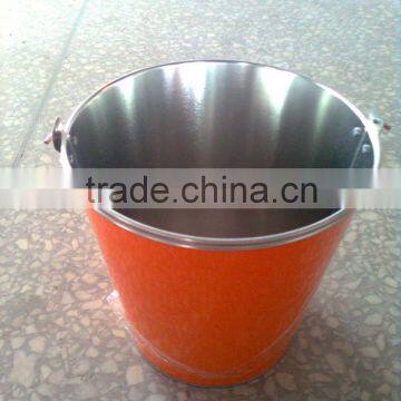 Metal water bucket with handle