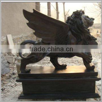 Antique Outdoor Bronze Winged Lion Statue Sculpture for Sale