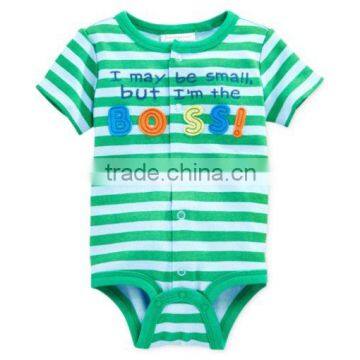 Newborn Baby Boys Casual Striped Short Sleeve Cute Printing 100% Cotton Romper